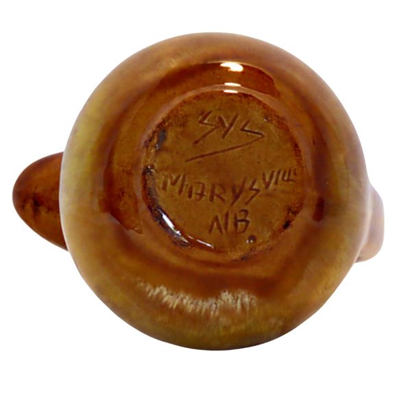 Vintage Handmade Gold and Brown Glazed Ceramic Pottery Jug/Vase - Picture 4 of 5